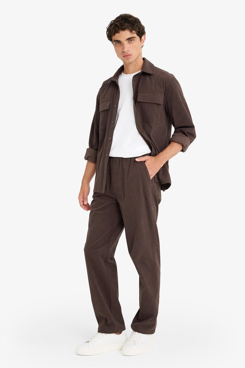 DeFacto Brown Man Wide Leg Corduroy Trousers Casual - Image 4